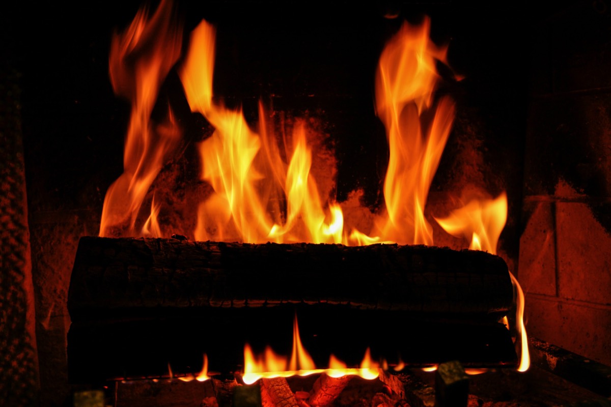 A cosy fire in the hearth of the cabin - Yoho NP