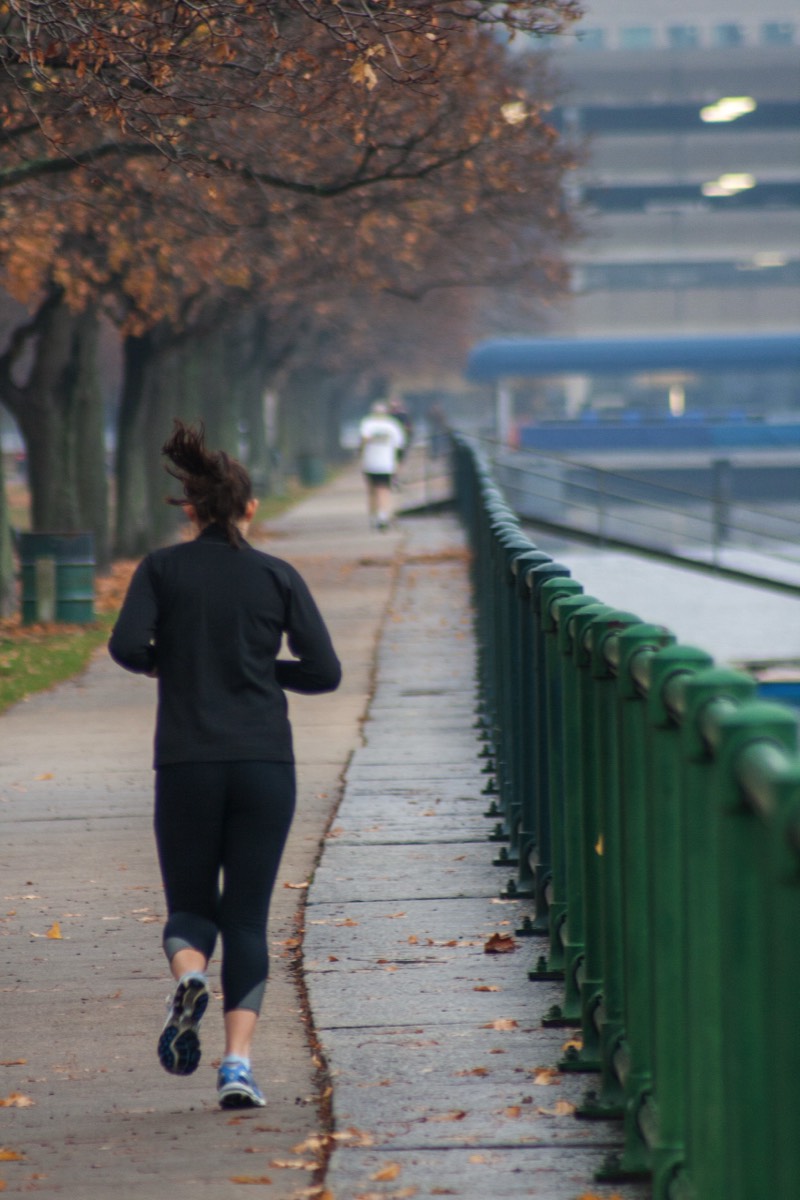Exercising along the water