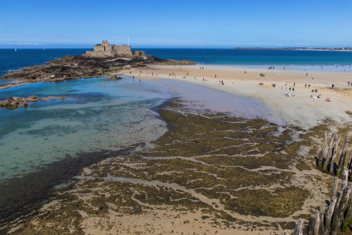 Saint Malo fort at low tide