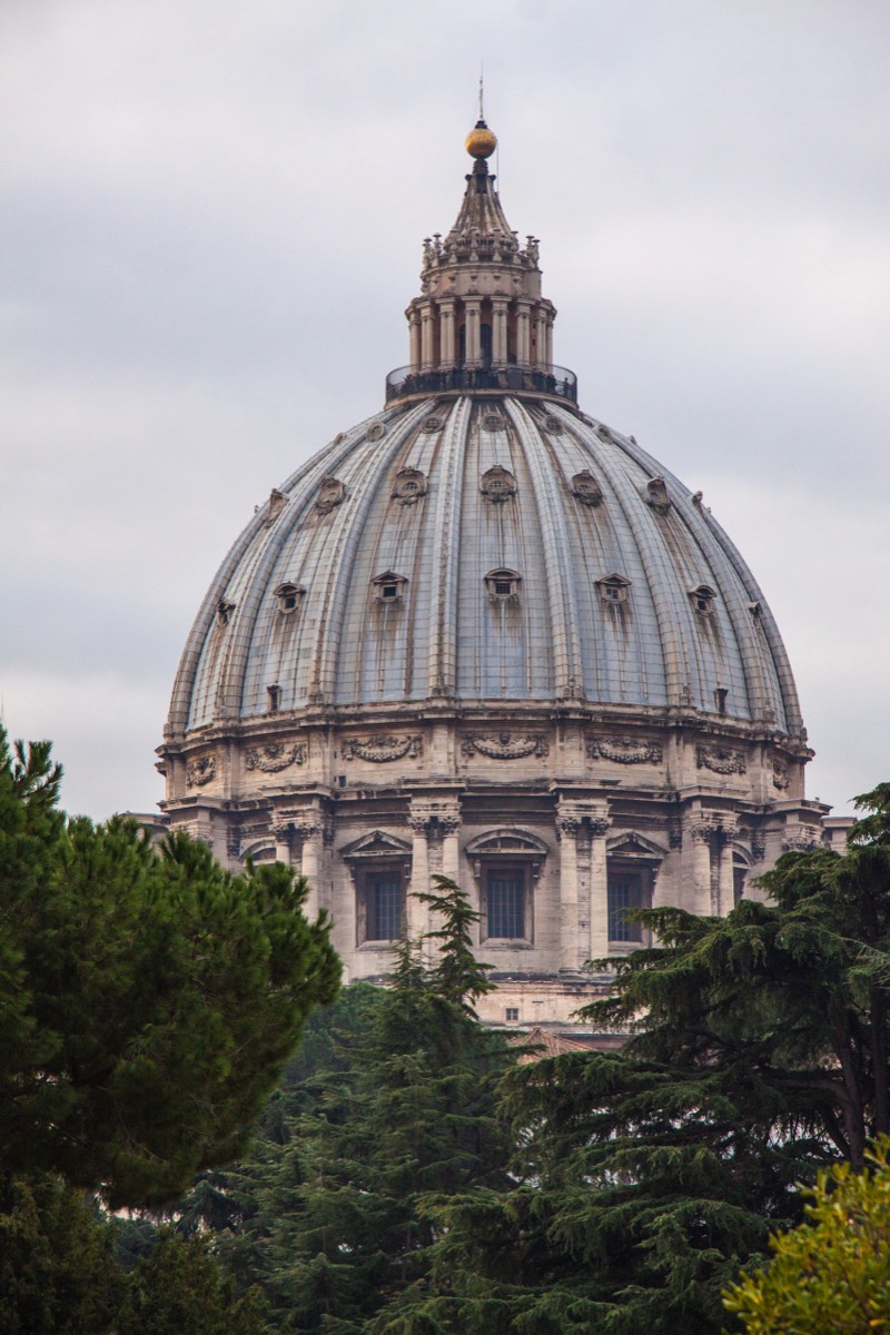 St Peter's dome from the balcony at Vatican Museum entrance