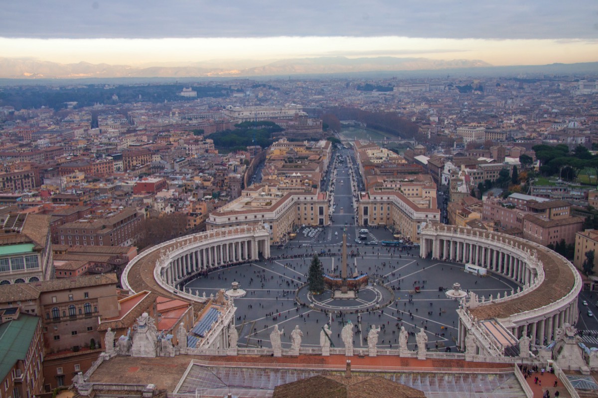 View on St Peter square from the top of St Peter's dome