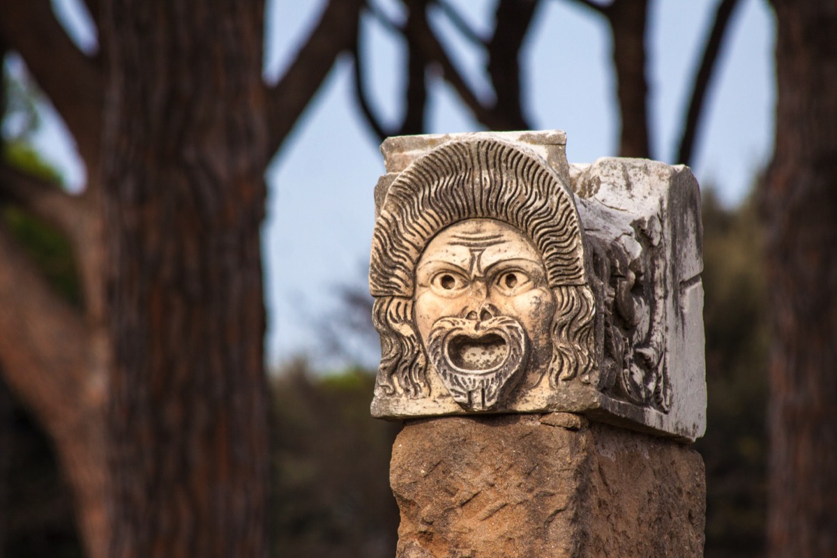 Carved theatrical mask