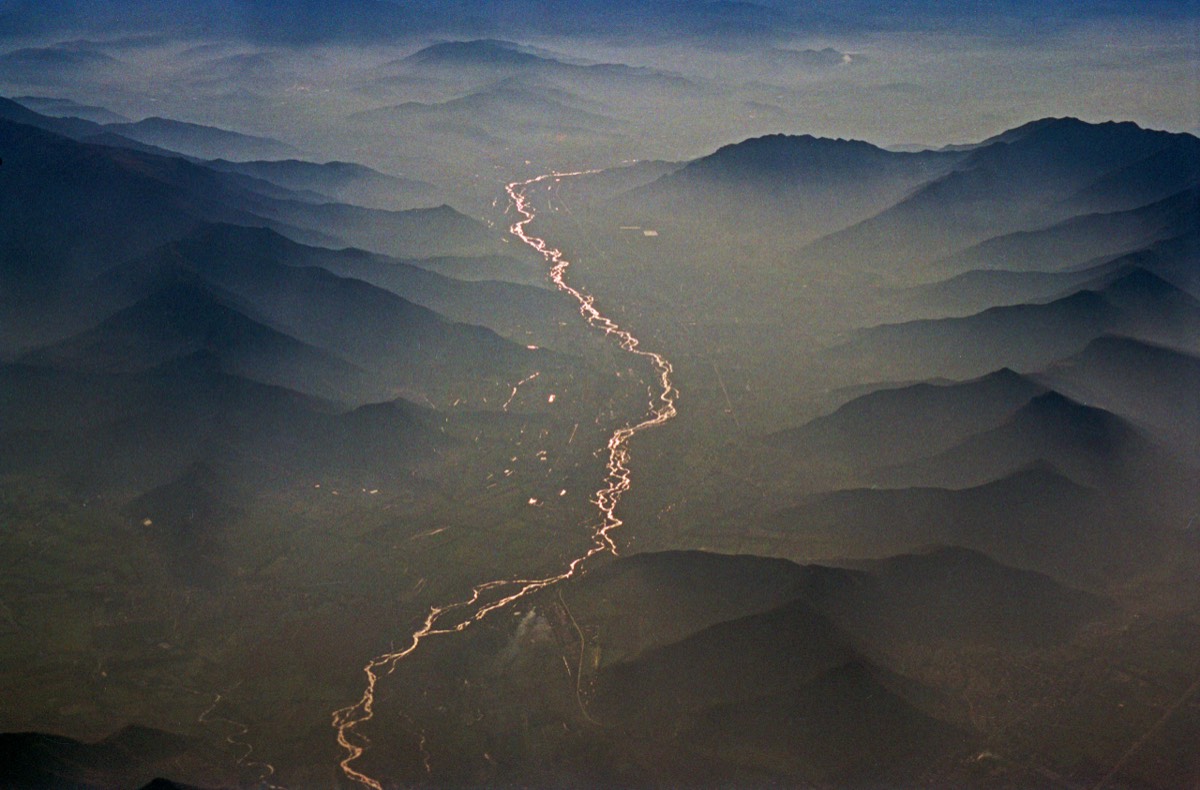 High above the Andes, going north