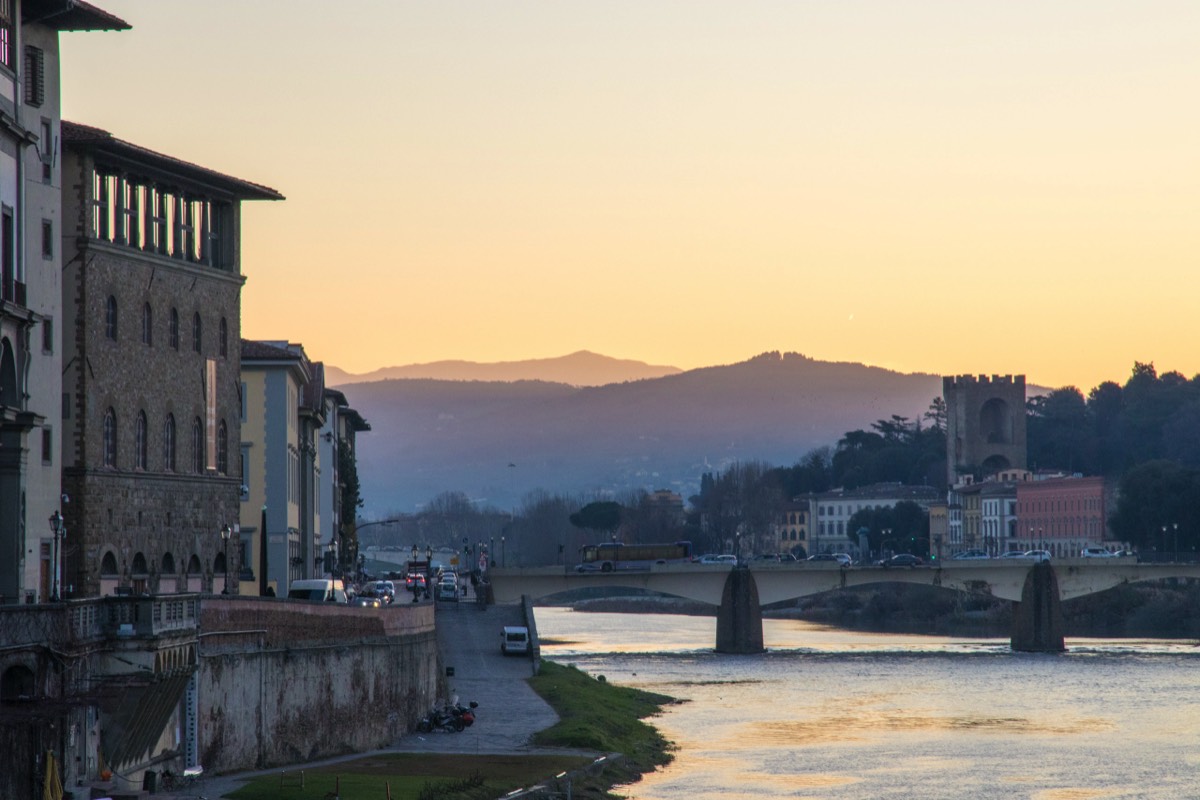 Early morning view of the hills outside Firenze