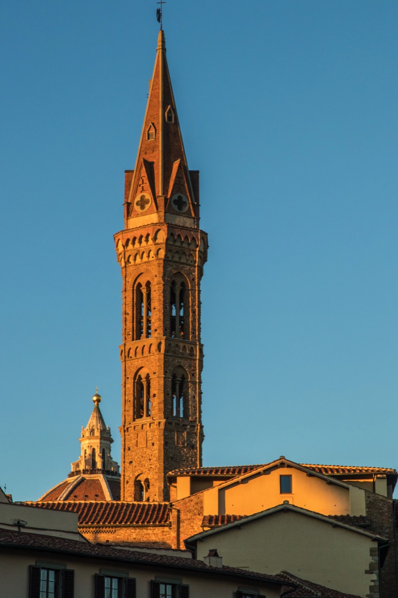 Church tower in the sunset