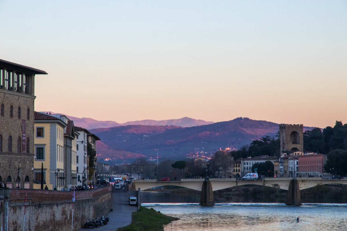 Late afternoon view of the hills outside Firenze