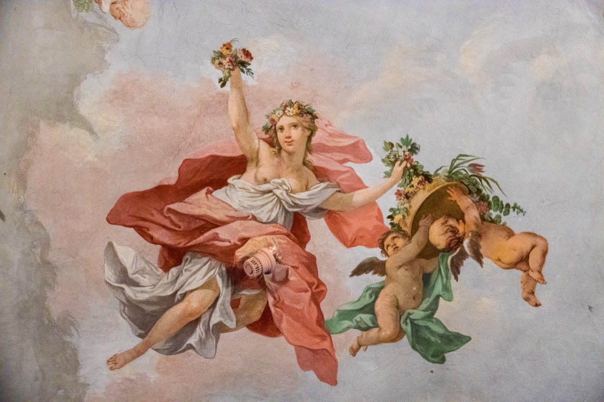 Painted ceiling in the Palazzo Corsini (with smoke detector)