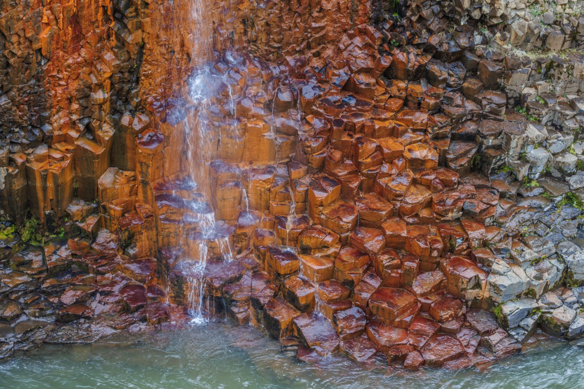 Colourful basalt at Stuðlagil Canyon