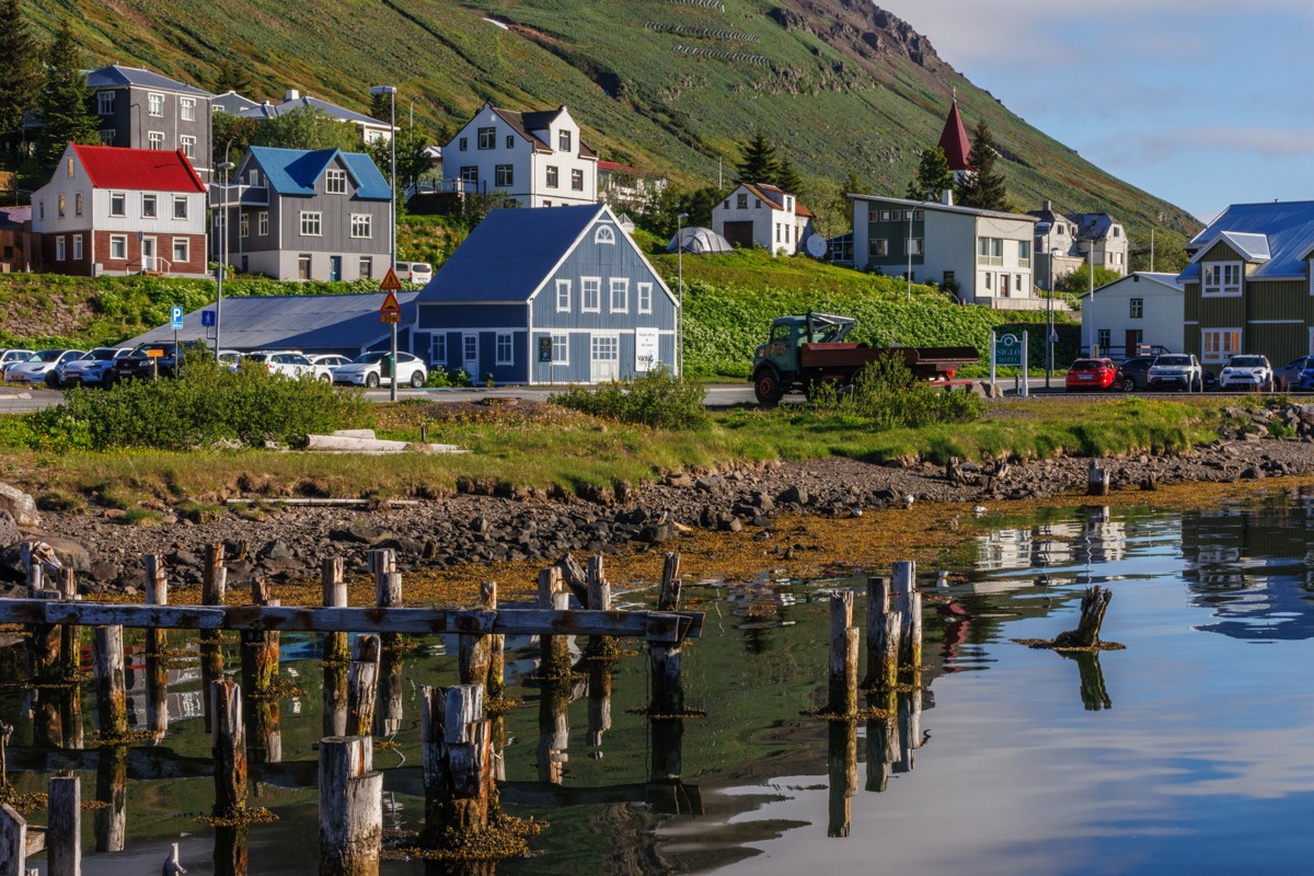 Siglufjörður in glorious morning sunshine