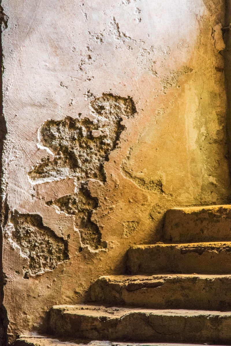 Old wall in the Romanesque Abbey of Staffarda