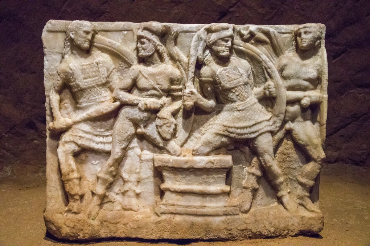 Etruscan urn in the Tomb of the Pilgrim (Chiusi)