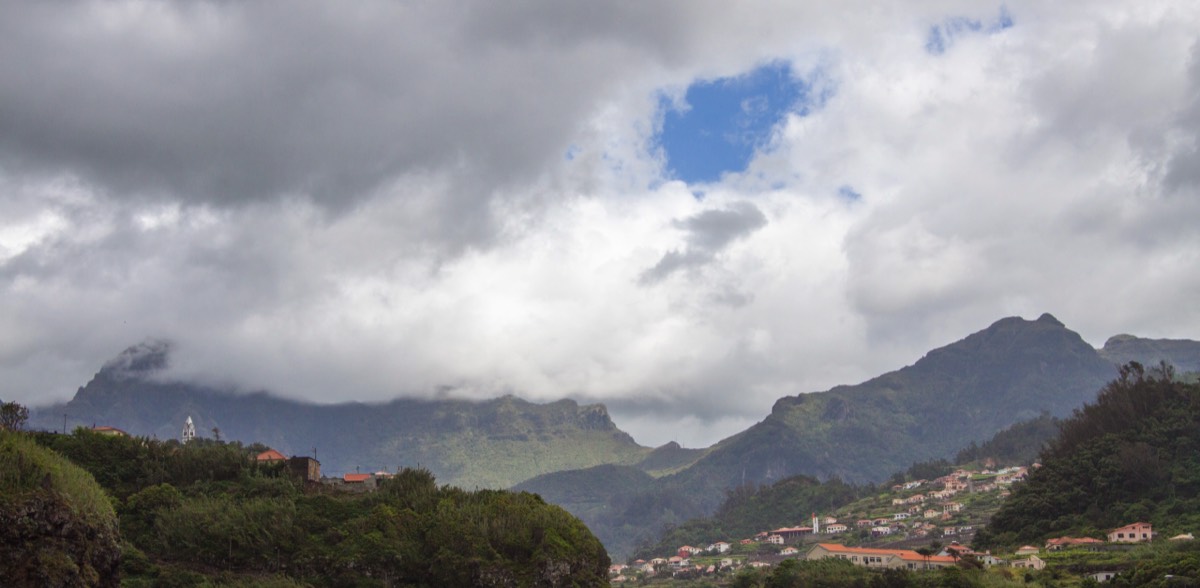 Cloud covered mountains