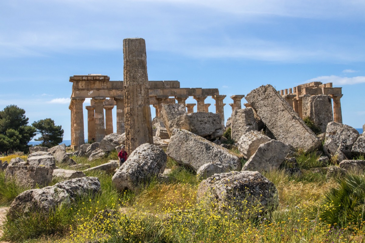 View on temple E with Jenny next to last standing column 