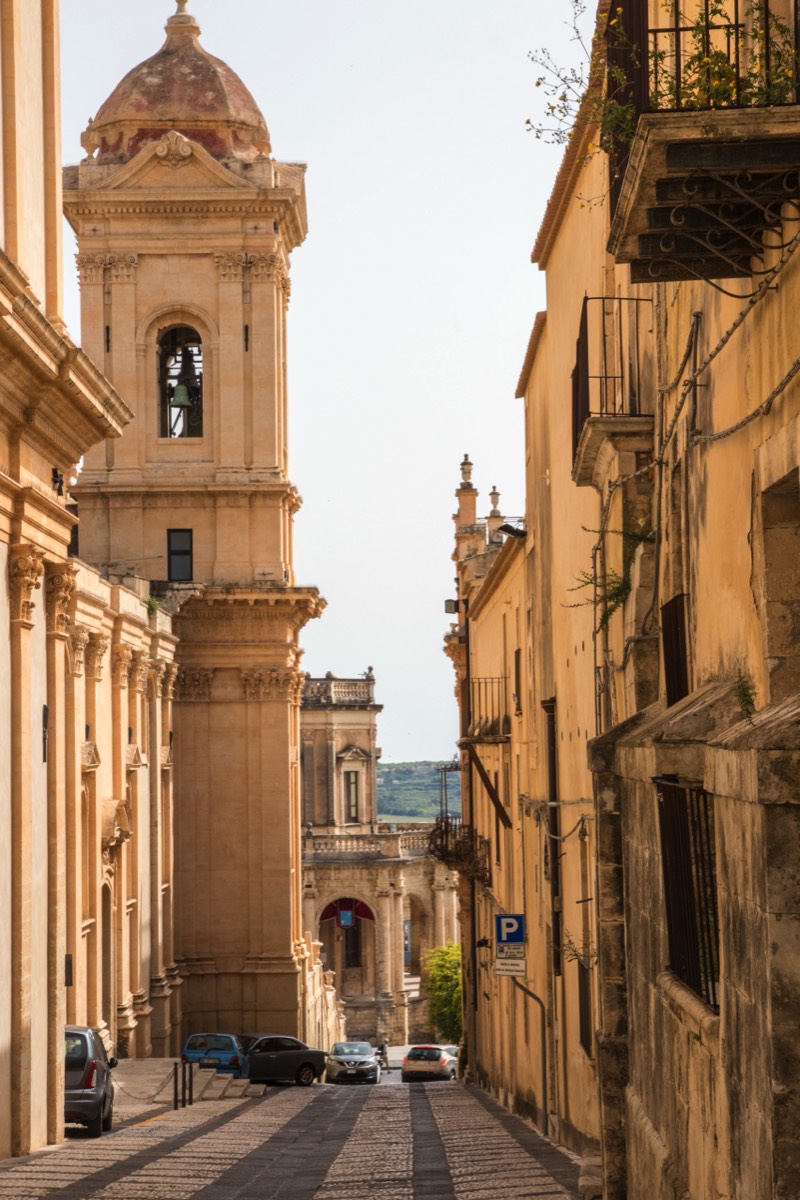 Slanting street in Noto