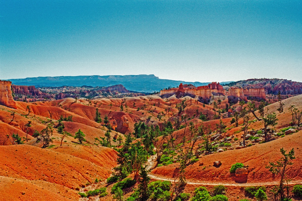 Spires give way to rolling hills