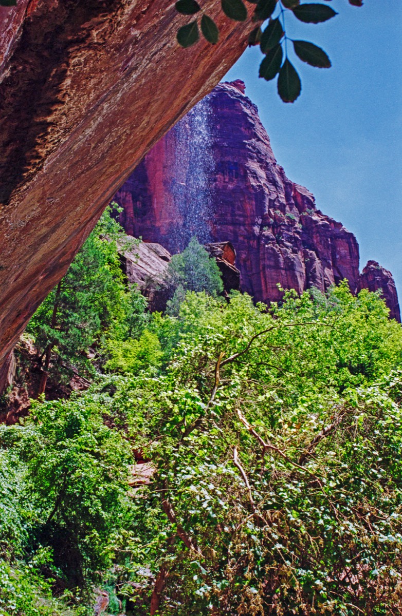 A trickling waterfall from Upper Emerald Lake